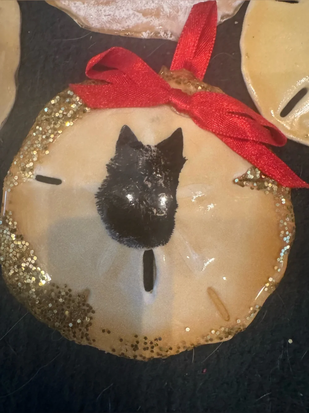 Handmade real Sand Dollar Photo Ornaments - Gold and Cream